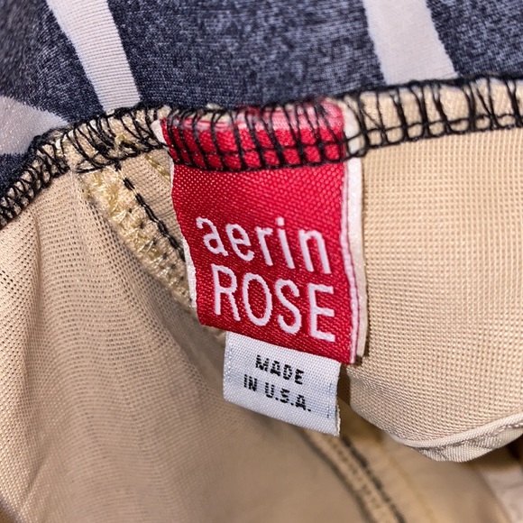 Aerin Rose 32/34D Black Tan White Stripe One Piece Swimsuit - Picture 2 of 11